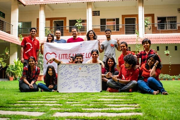 the Little More Love team at the blood donation drive at Sampurna Montfort College in 2019
