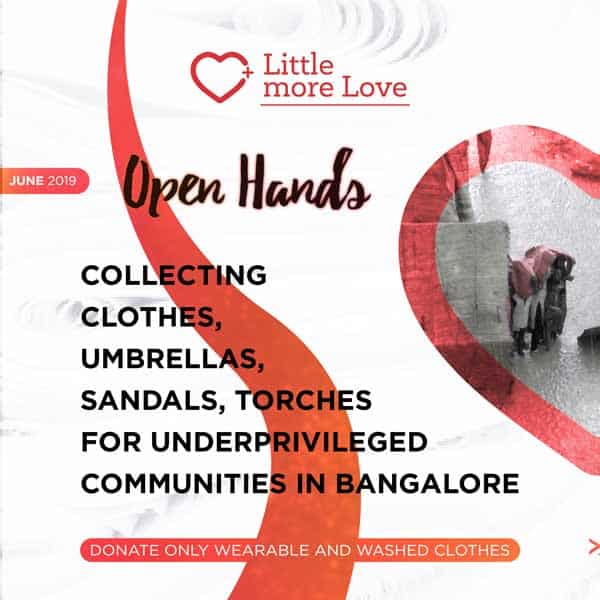 clothes donation drive in Bangalore in June 2019
