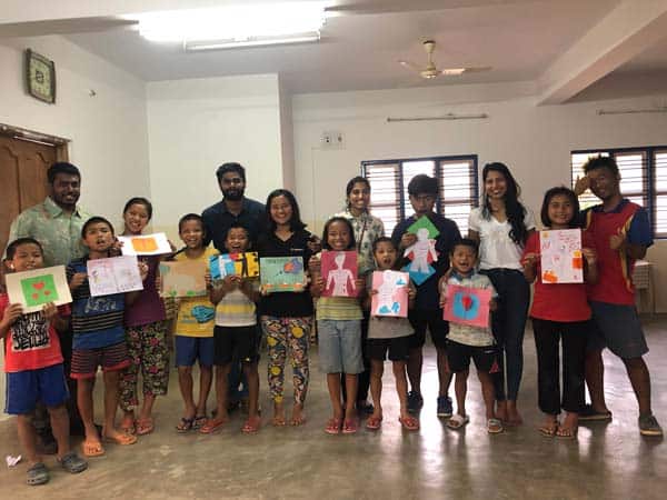 Art activities conducted at an orphanage in Bangalore