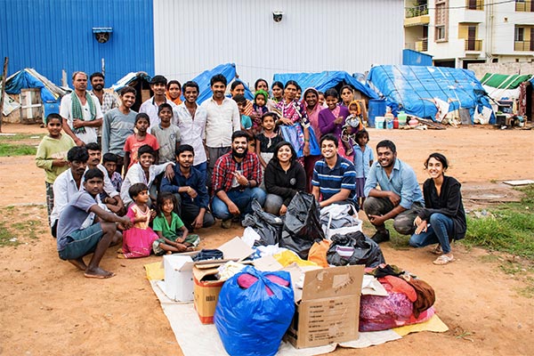 clothes distribution drive in Bangalore