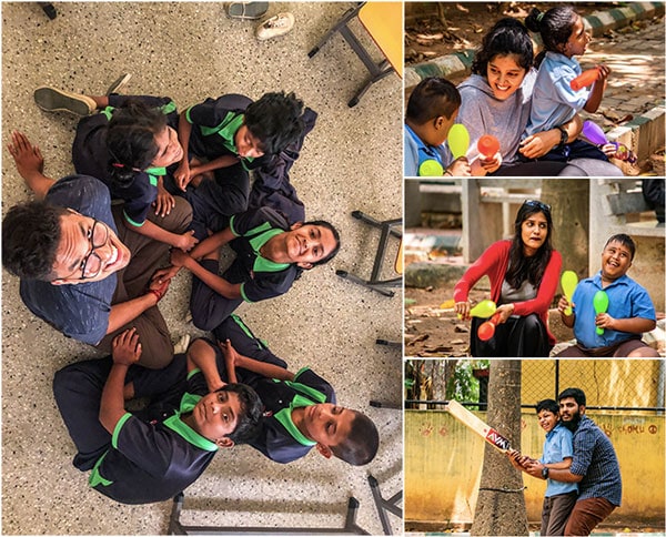 Little More Love members teaching children in Bangalore