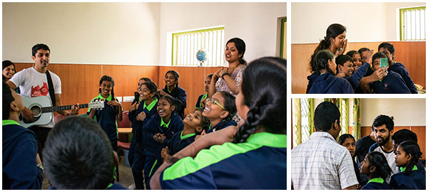 conducting learning activities for the children at Shishu Mandir on a Saturday morning in Bangalore