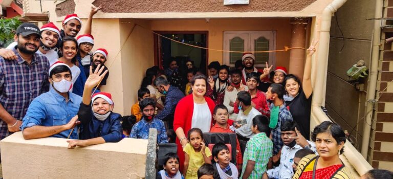 Volunteers celebrating Christmas with a school for differently abled children