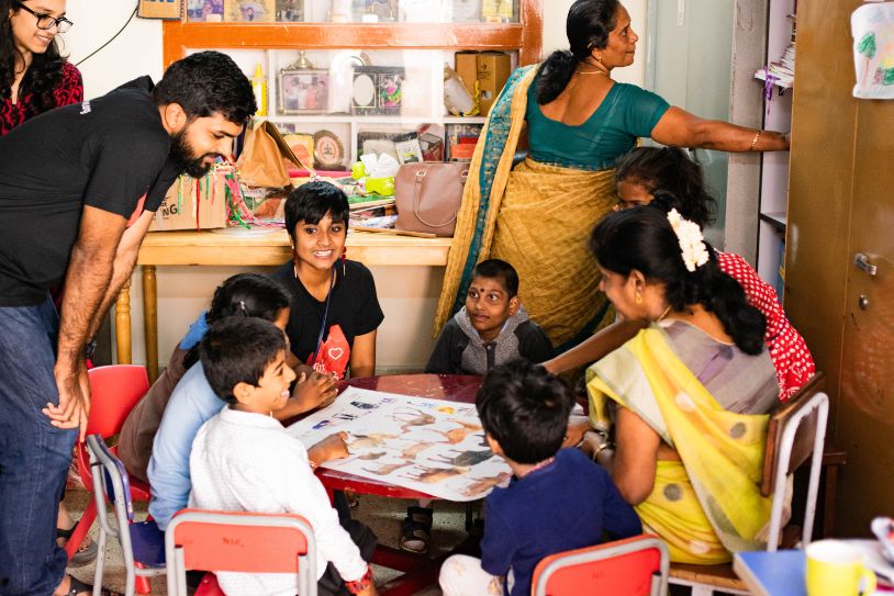 children at a differently abled home